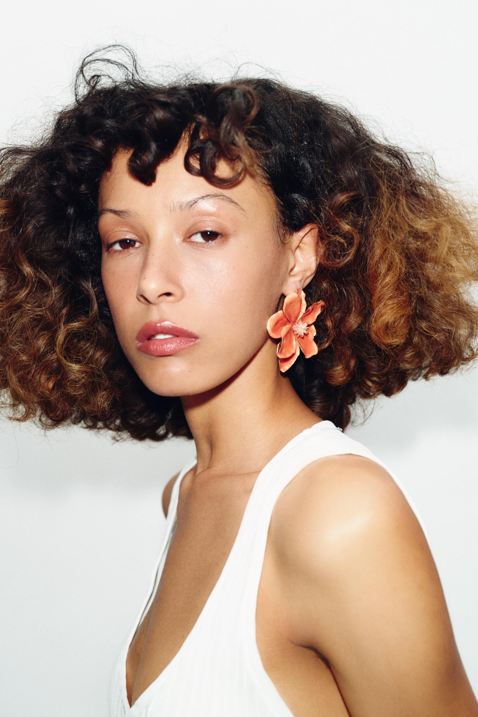 Enameled Metal Flower Earrings - Image 2